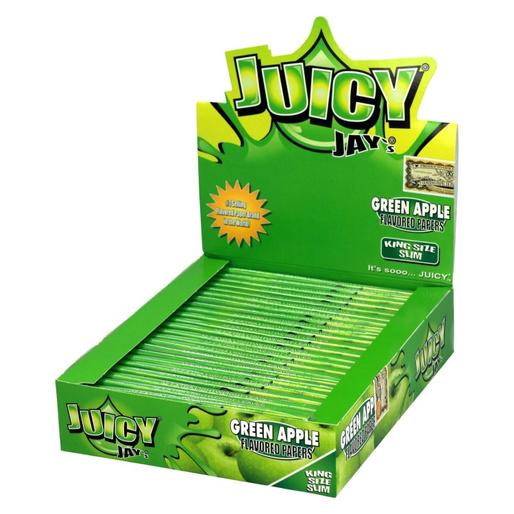 Bibułka Juicy Jay's slim King size BOX green apple.jpg